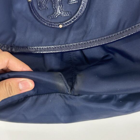 Tory Burch Billy Nylon Messenger Diaper Baby Bag Blue Crossbody Adjustable - Picture 5 of 16